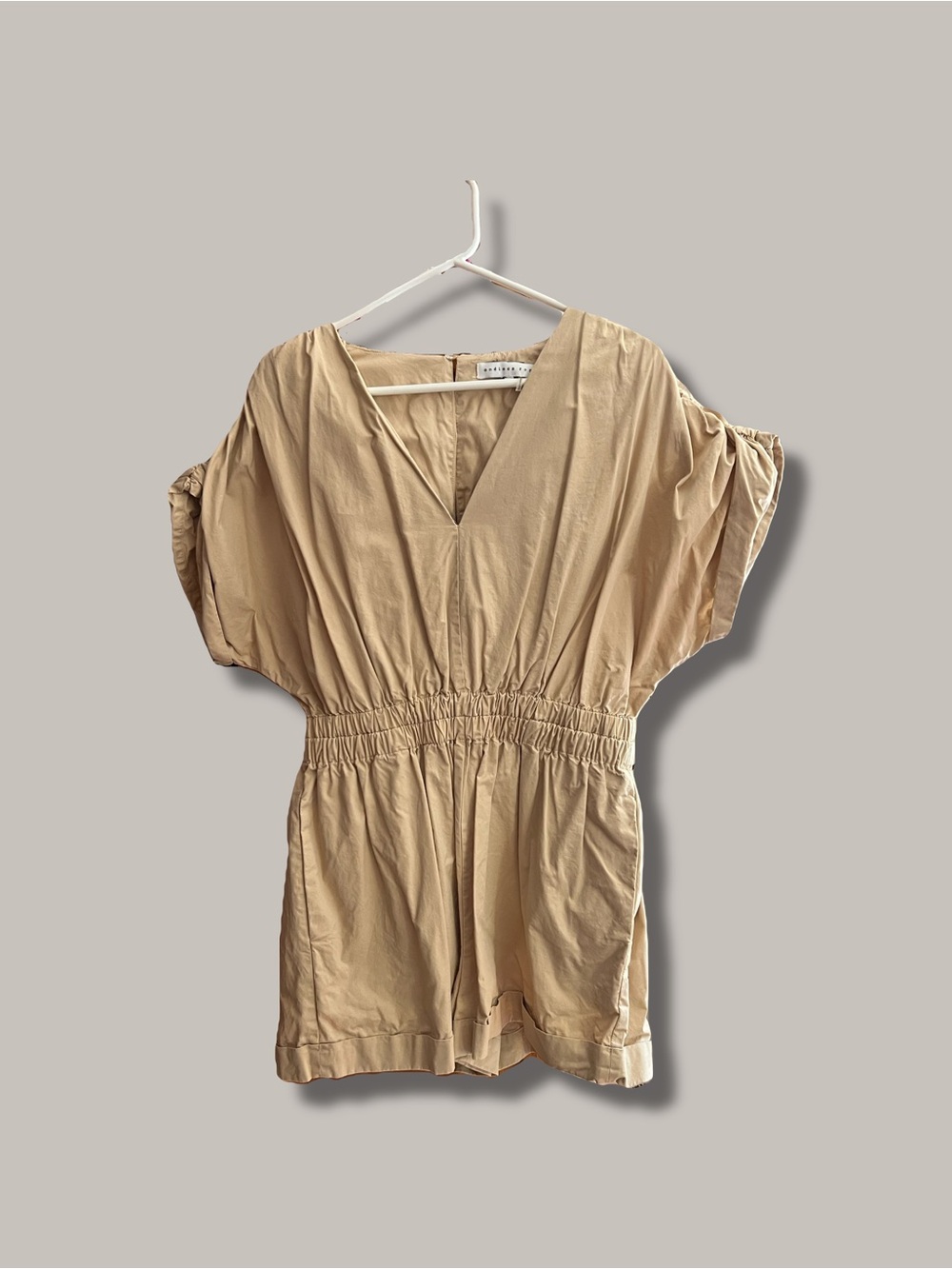 Endless Rose Neutral V-Neck Short Sleeve Romper